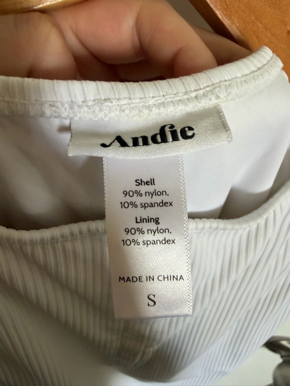 Andie White Swim Malibu One Piece Ribbed Button Swimsuit size Small EUC - Picture 8 of 9